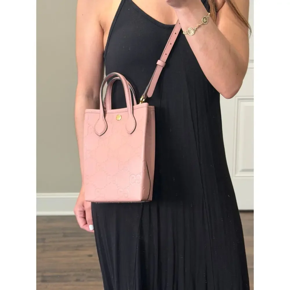 Gucci GG Leather Super Mini Shoulder Bag Pink NWT - Picture 8 of 8